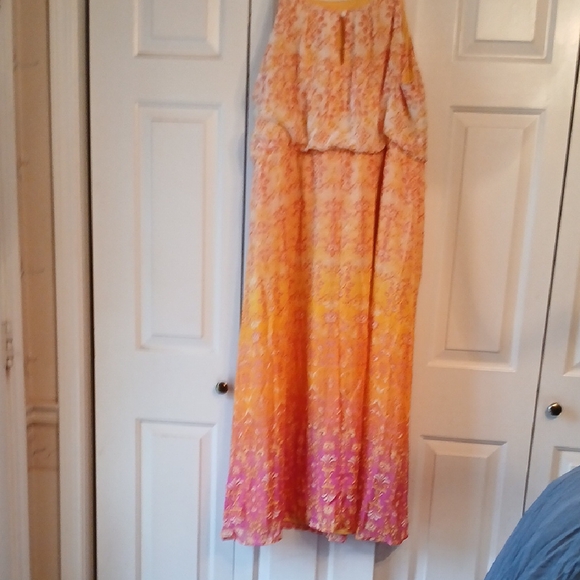 Chloe and Rene Orange,Pink and Yellow Spaghetti Strap Sundress - Picture 7 of 15